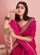 Trendy pink colour saree